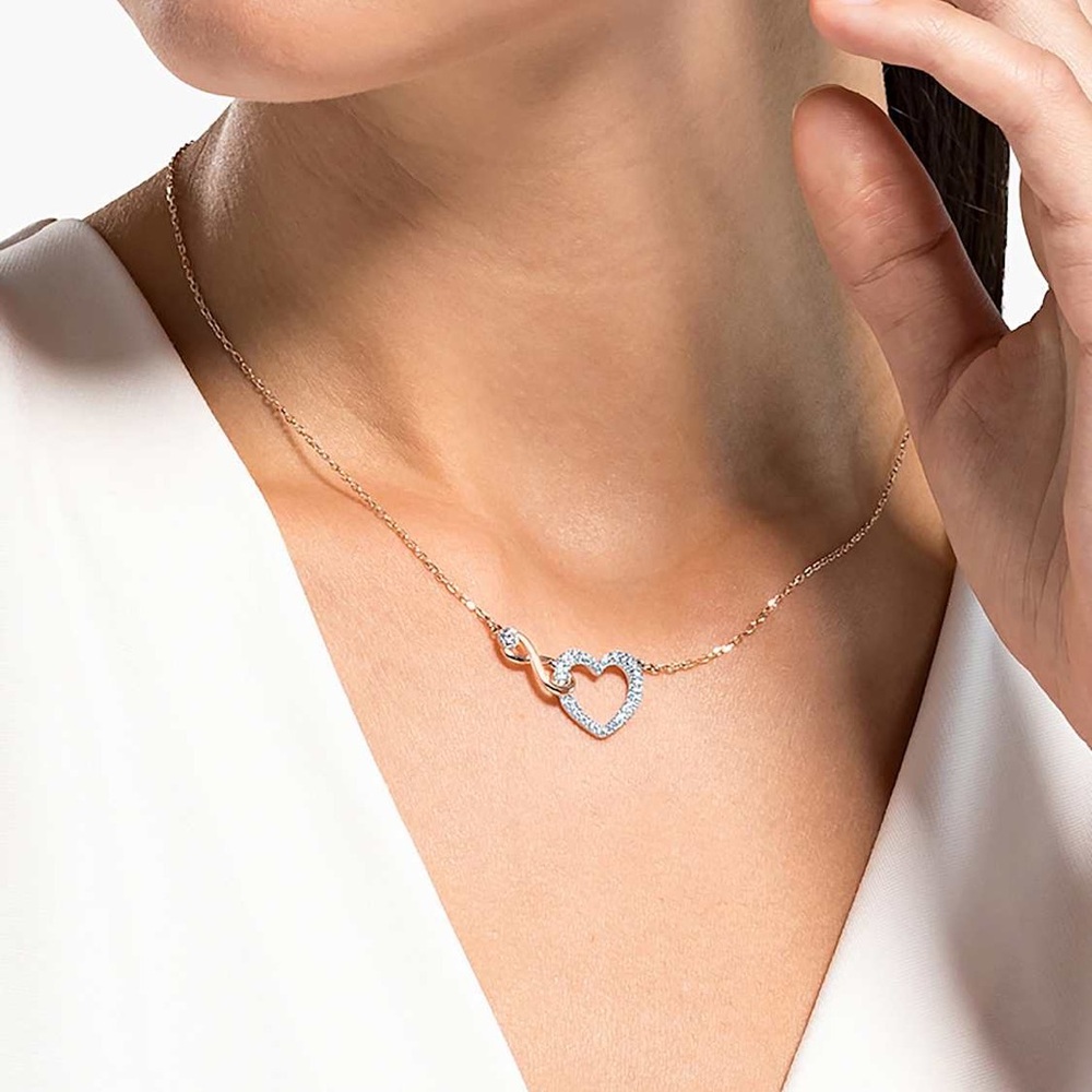 Swarovski Hyperbola Infinity & Heart Mixed Metal Necklace NIB Retails:$159 - Picture 2 of 7